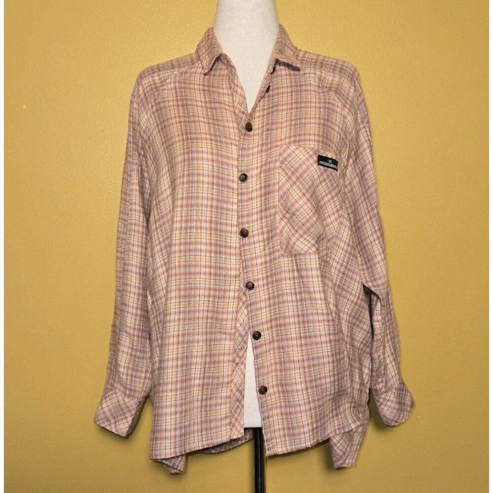Urban Outfitters BDG‎ Women Plaid Flannel Shirt Med Oversized Hilo Orange 003/47